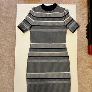 HUGO Black and White Striped Dress